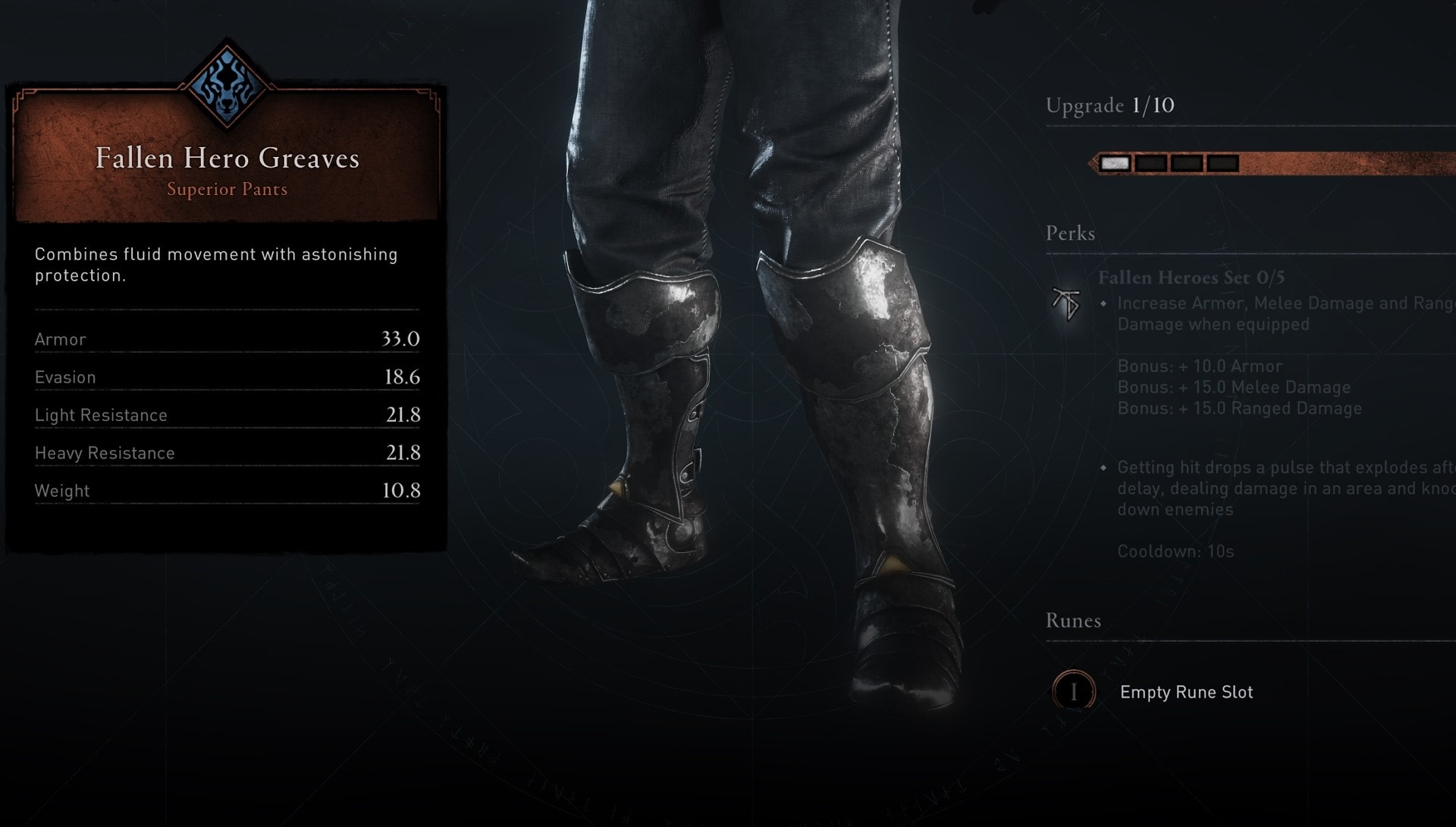 AC Valhalla Fallen Hero Greaves Stats