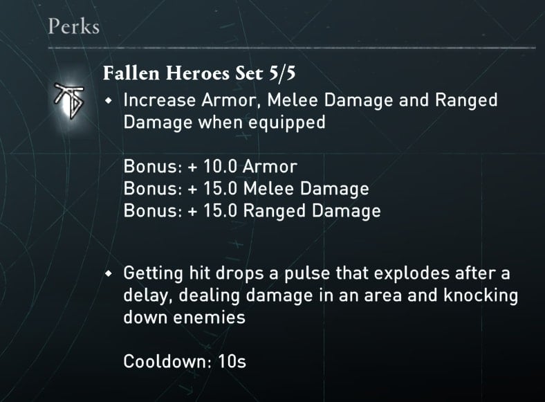 AC Valhalla Fallen Heroes armor set bonuses