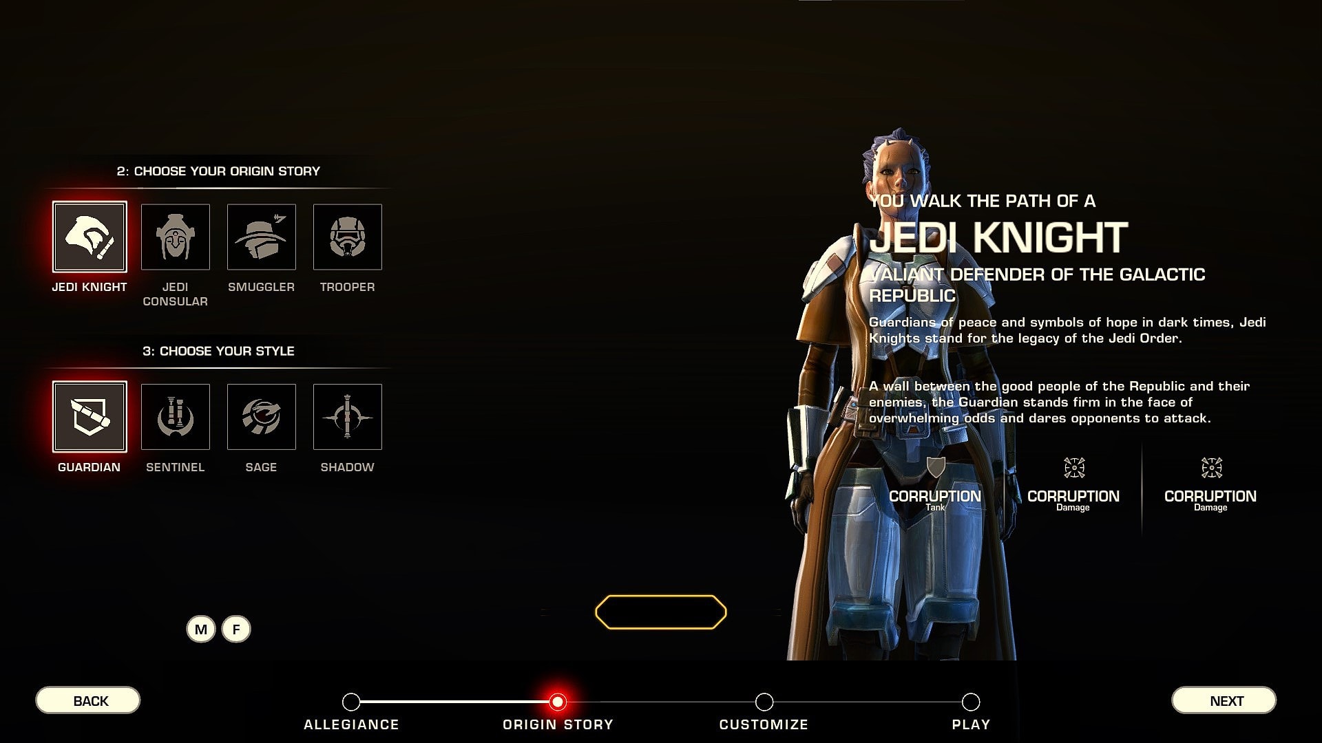 Character Creator Jedi Guardian