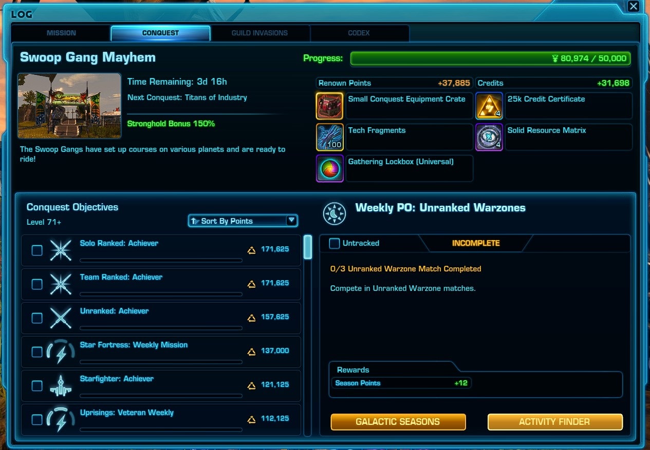 Conquest Objectives Screen
