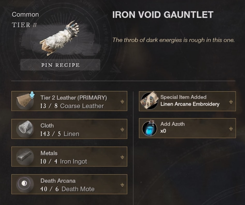 How to craft Void Gauntlet Weapon in New World