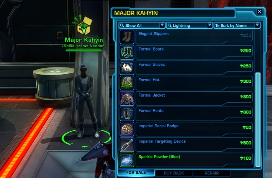 SWTOR Social Rank Vendor Items
