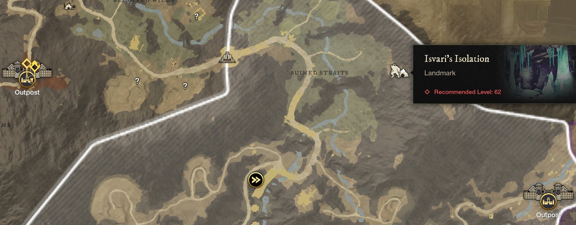 New World Winter Convergence - A Map showing Isvari's Isolation and surrounding area 