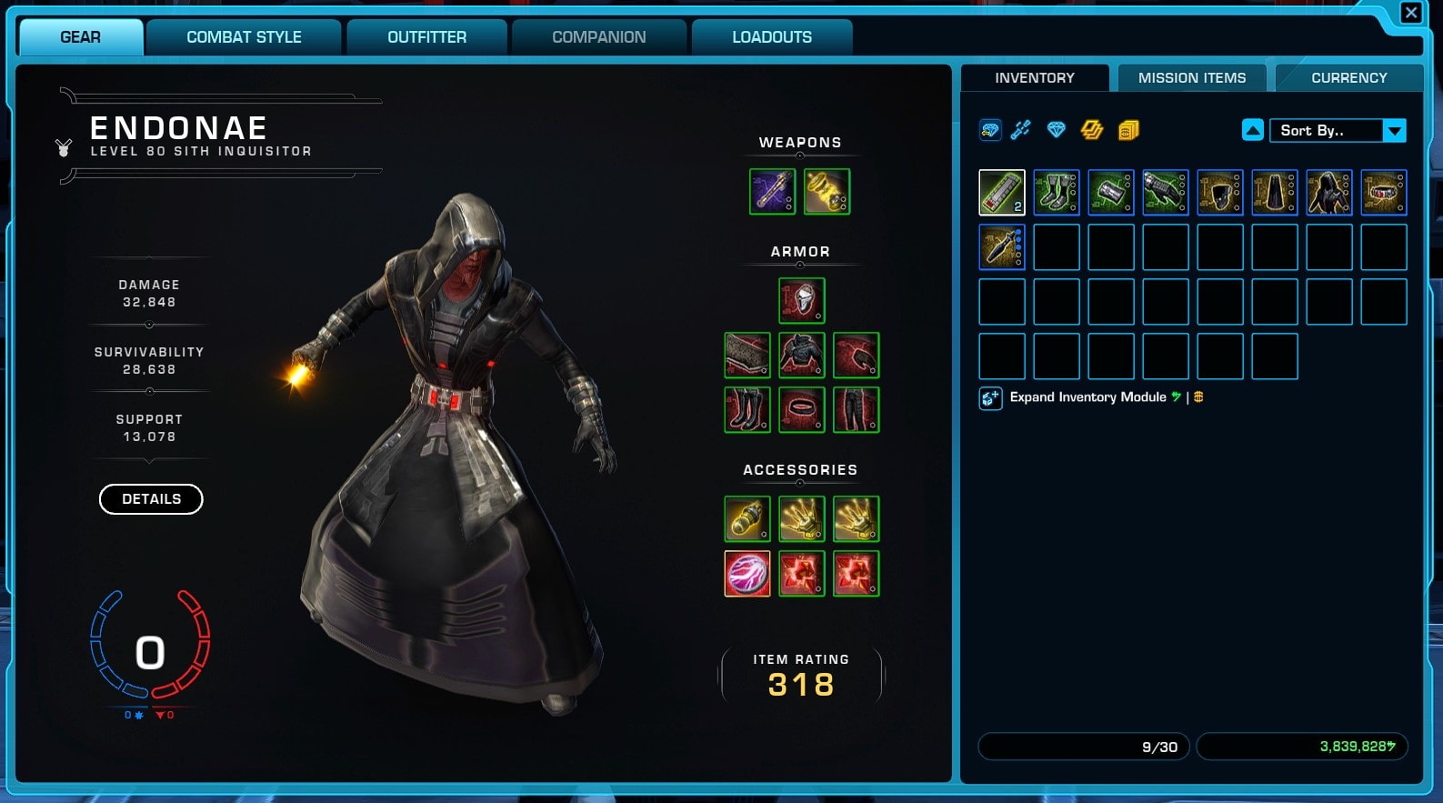 SWTOR 7.0 PTS - New UI - Gear Tab