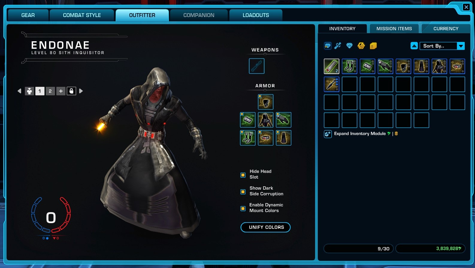 SWTOR 7.0 PTS Outfitter Tab