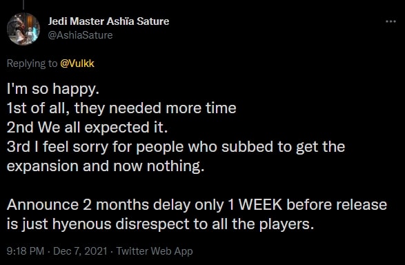 SWTOR 7.0 delay reaction
