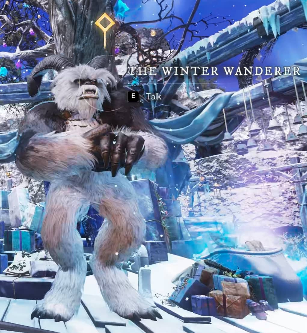The Winter Wanderer vendor in New World during Winter Convergence Event