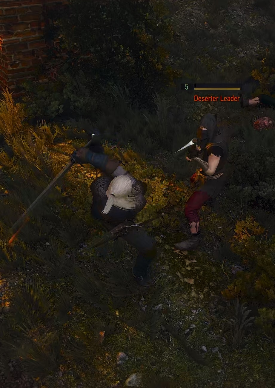 Geralt fighting the Deserter Leader