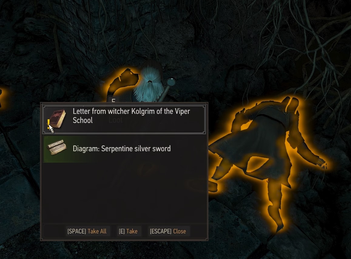 Geralt finds the Serpentine silver sword diagram