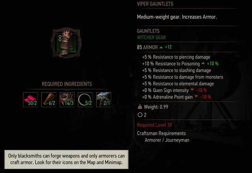 Viper Gauntlets Materials