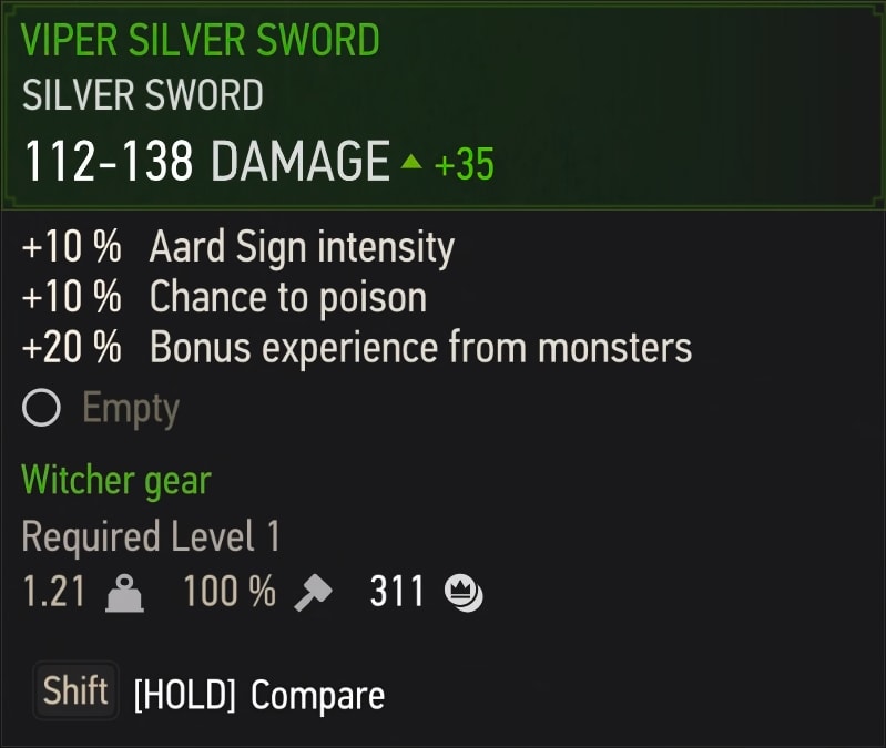 Viper Silver Sword Stats