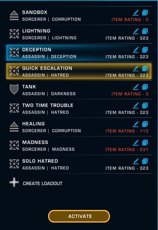 How to use Loaouts in SWTOR - Loadouts list