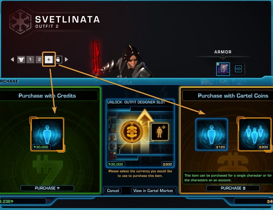 How to unlock more Outfitter slots in SWTOR