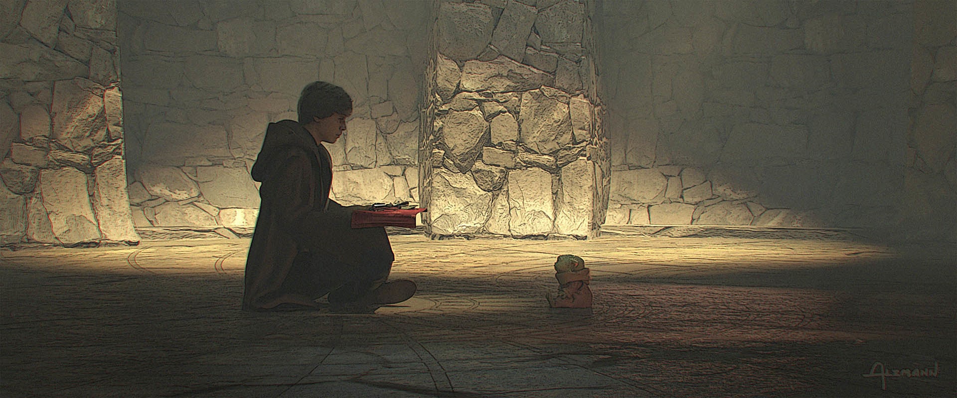 Luke and Grogu art