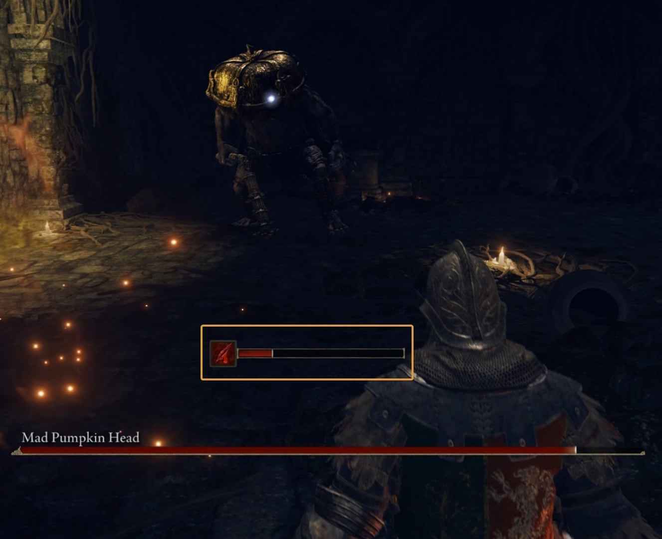 Elden Ring Mad Pumpkin Head Boss Fight - Bleeding effect
