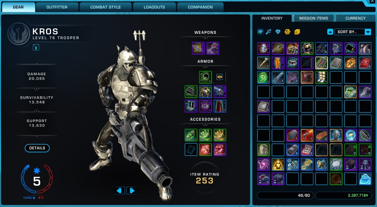 SWTOR 7.0 New Inventory Screen and Character Sheet UI