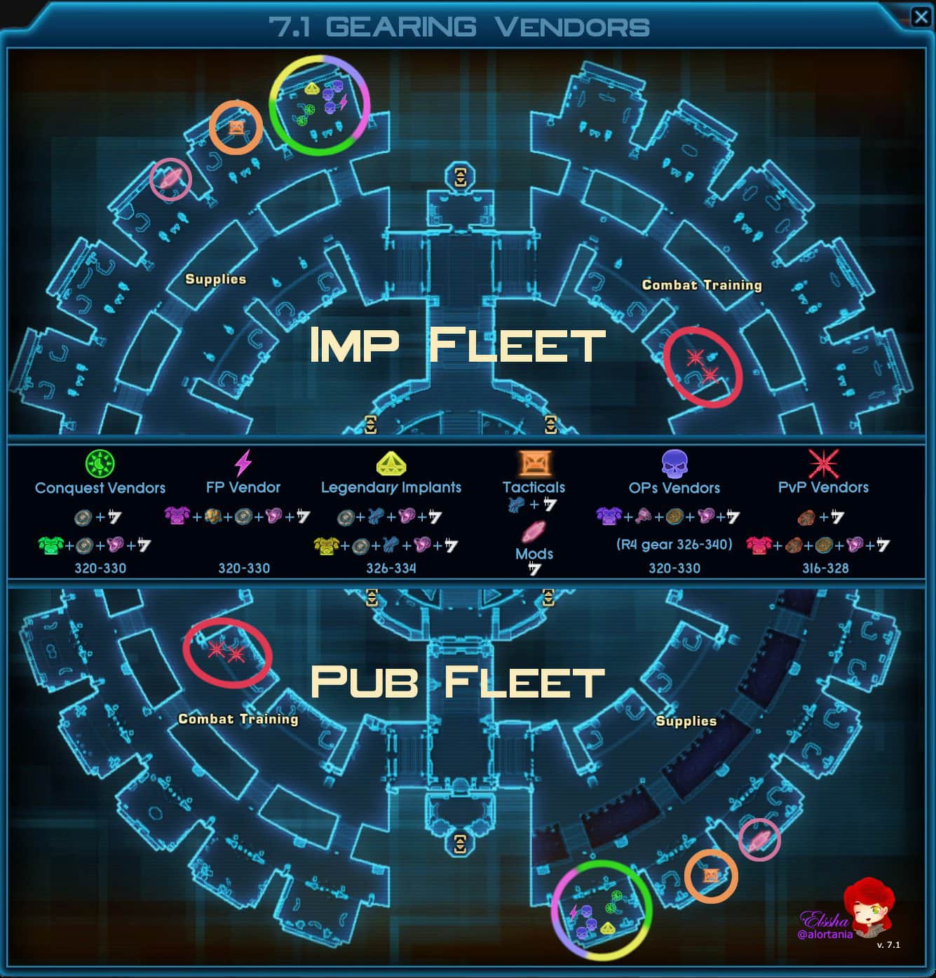 SWTOR 7.1 Endgame Gearing Fleet Vendors Map