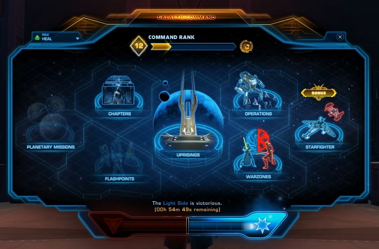 SWTOR Galactic Command UI