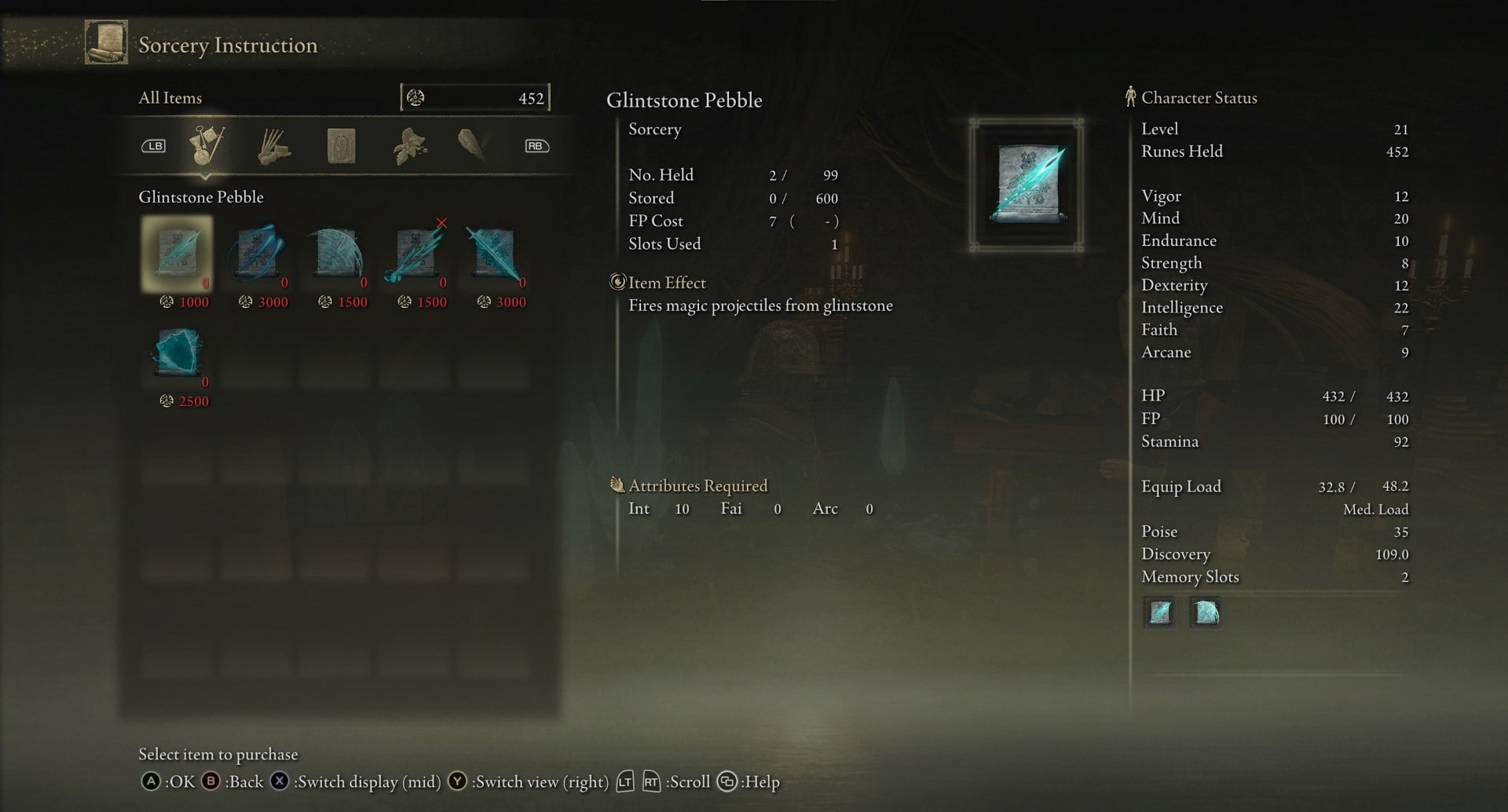 Elden Ring Mad Pumpkin Head Boss - Sorcery vendor items