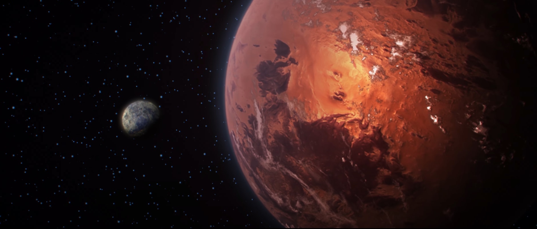Two planets in the background