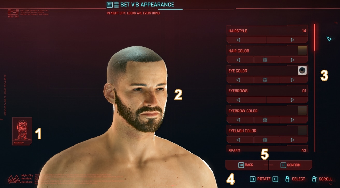 V's Appearance Mirror Screen Feature