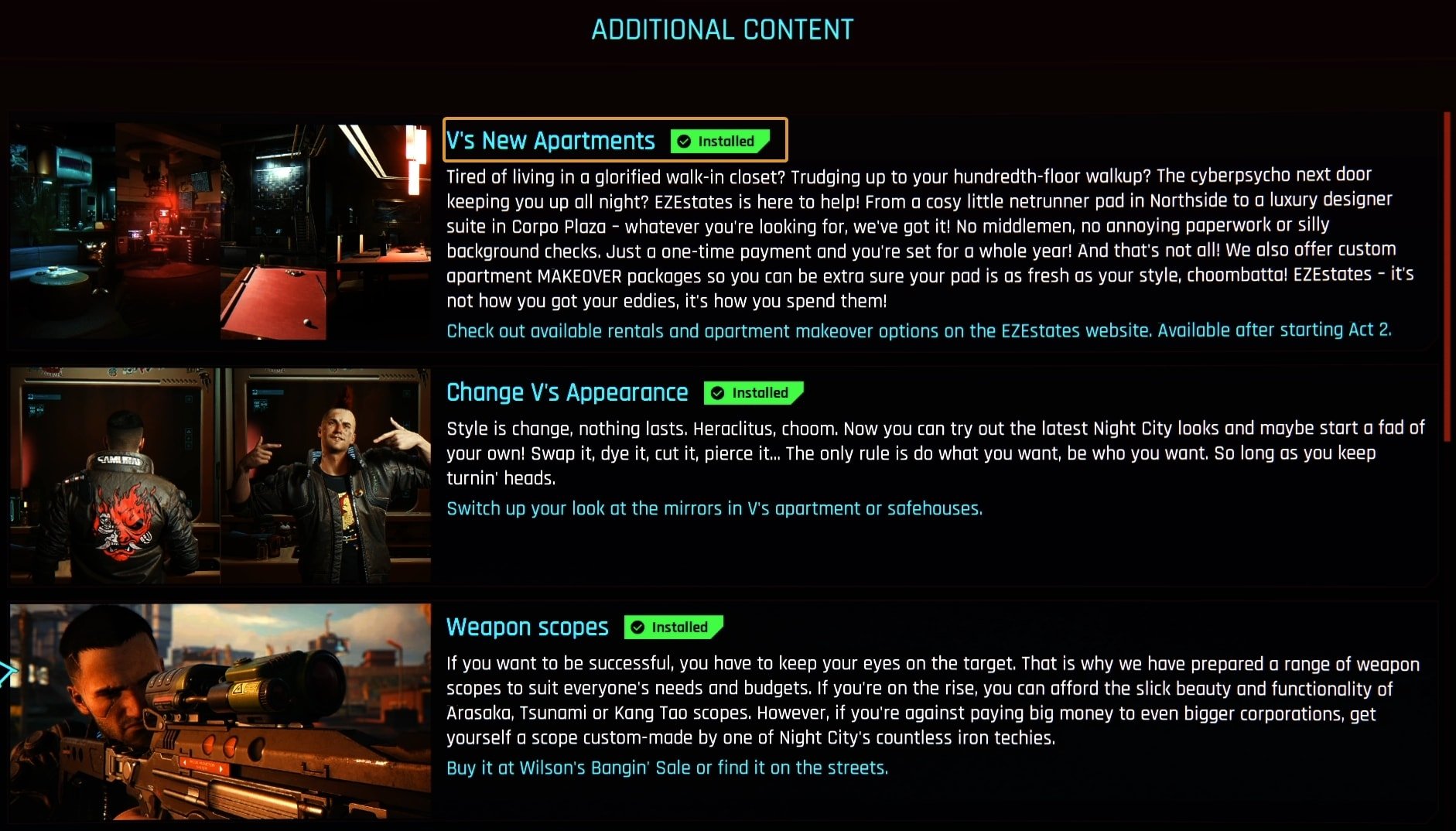 V's new apartments DLC