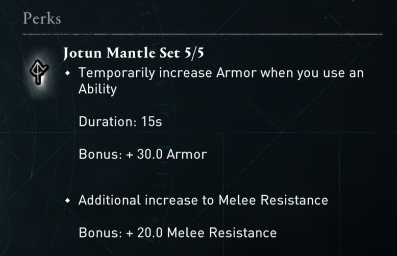 AC Valhalla Dawn of Ragnarok DLC - Jotun Mantle Armor Set Perks