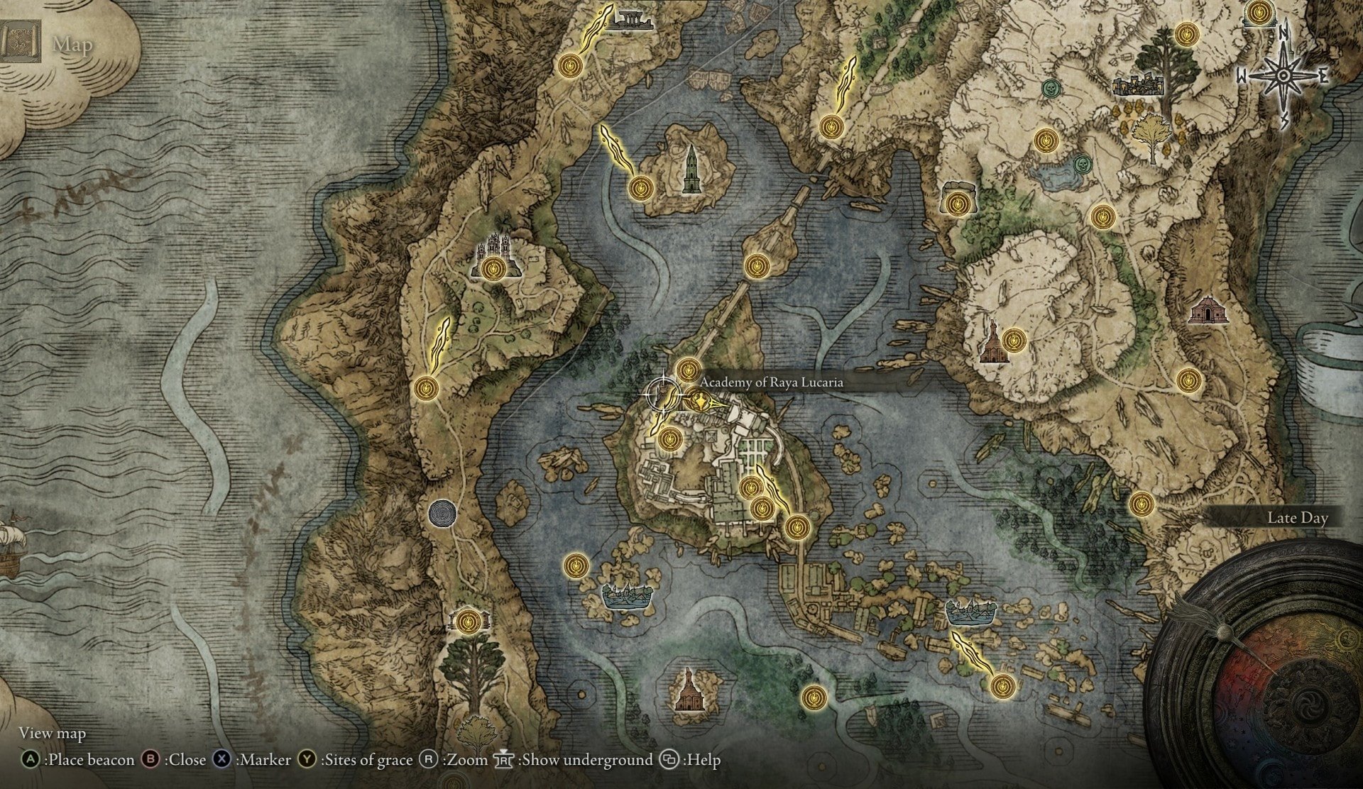 Where is the Academy of Raya Lucaria - map of the area