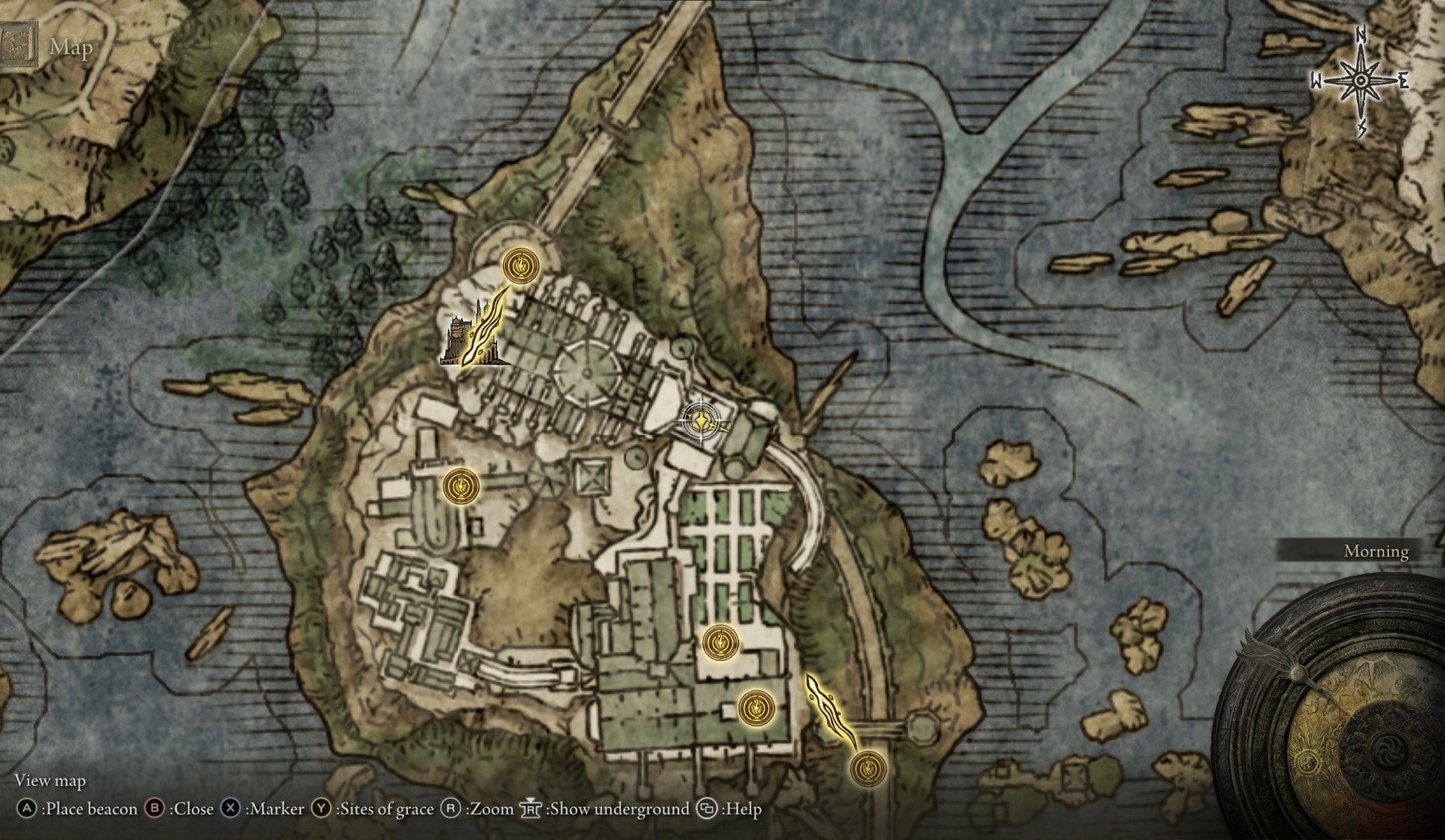 Weapon Locations at the Academy of Raya Lucaria - Carian Knight's Shield map