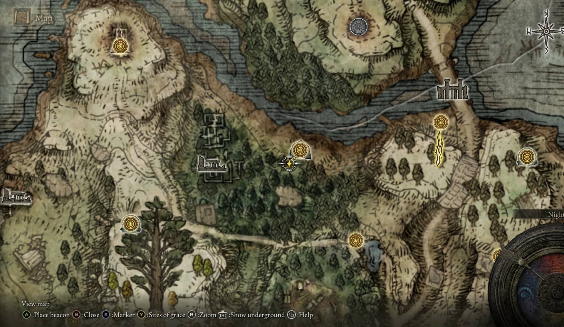 Where to find the Runebear in Elden Ring - map of Weeping Peninsula in Limgrave