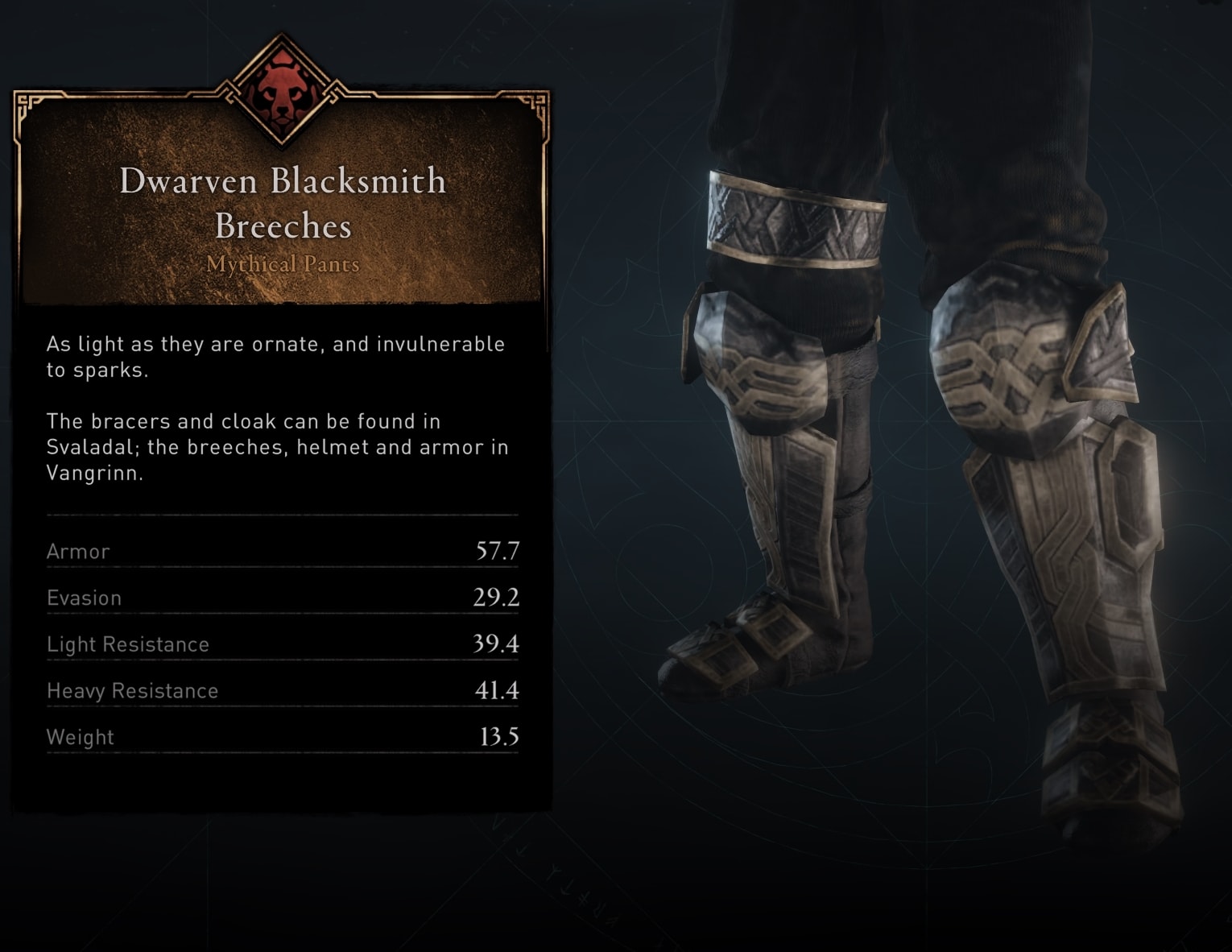 Dwarven Blacksmith Breeches Stats