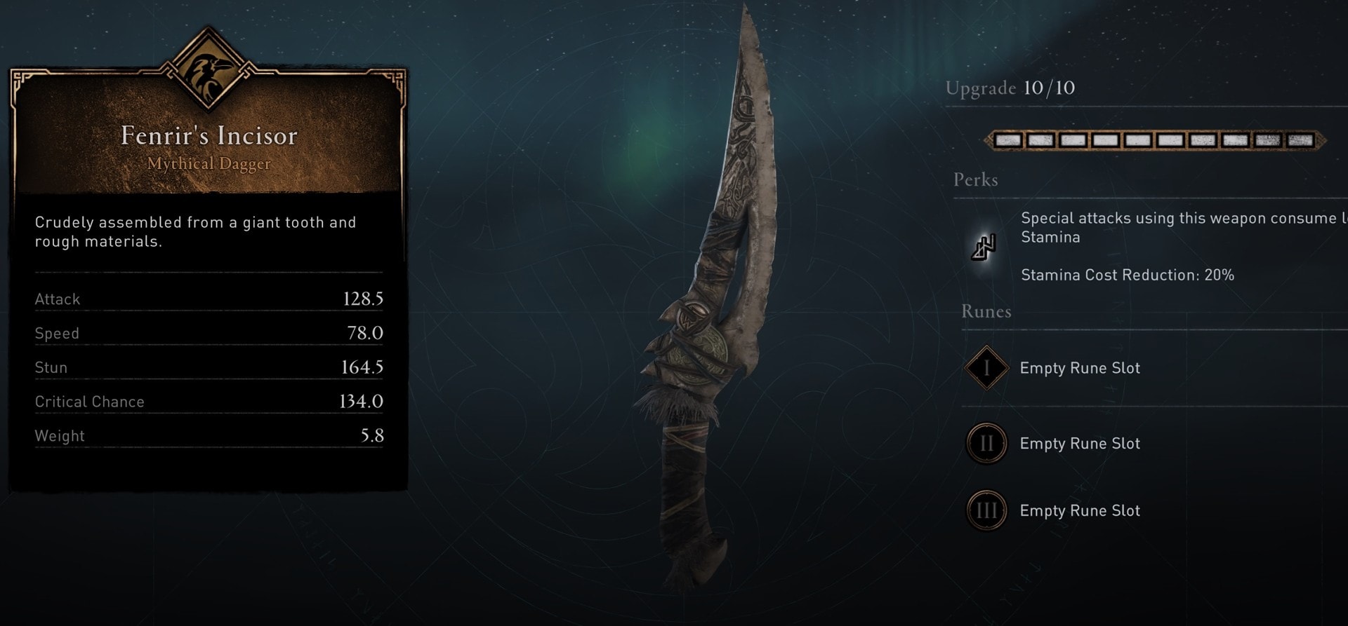 Fenrir's Incisor Stats and Perk Overview - Weapons Locations in Svartalfheim