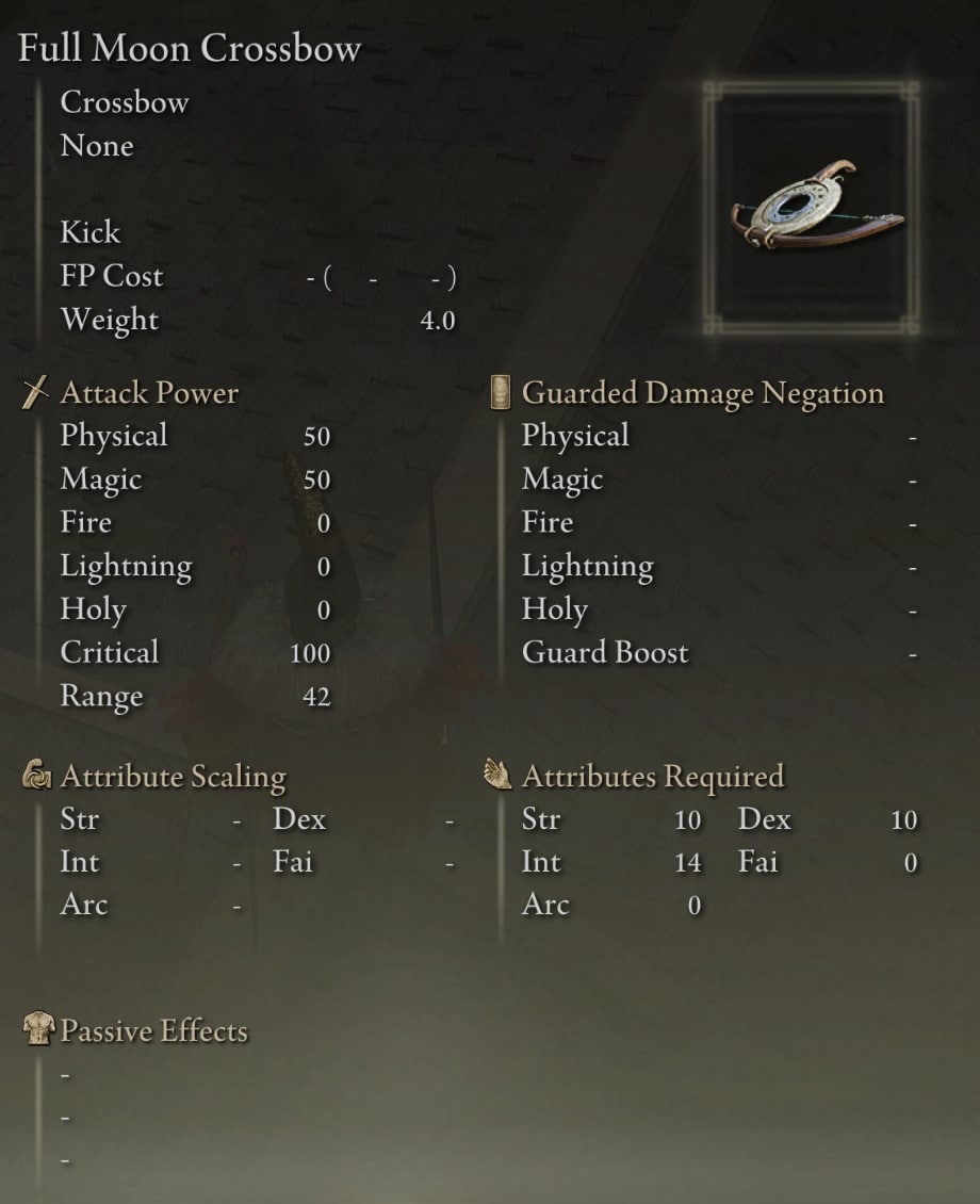 Weapon Locations at the Academy of Raya Lucaria - Full Moon Crossbow stats