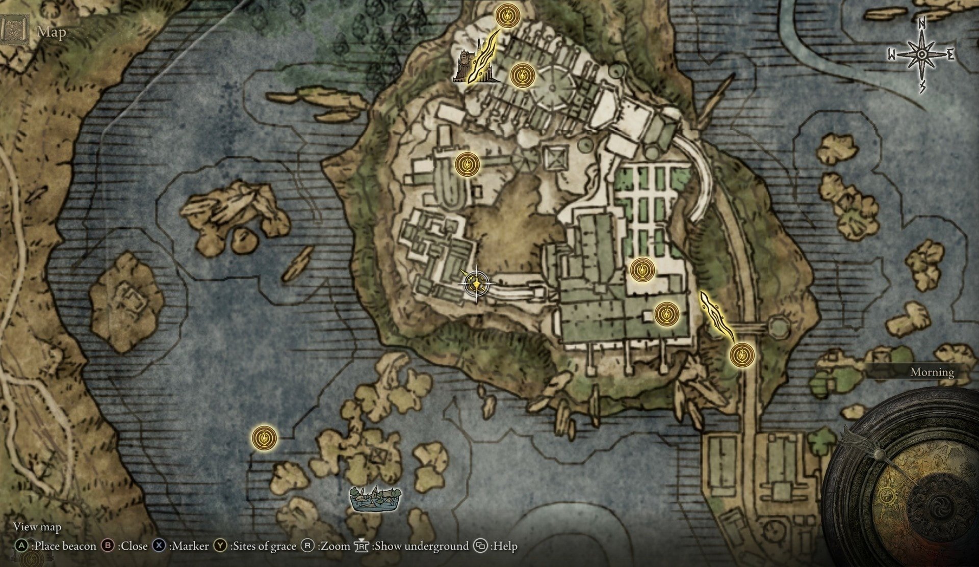 Weapon Locations at the Academy of Raya Lucaria - Full Moon Crossbow map