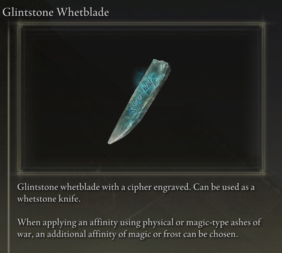 Items Locations at the Academy of Raya Lucaria - Glintstone Whetblade description