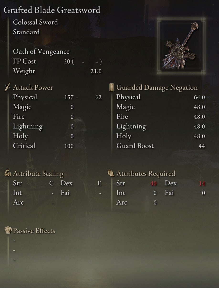How to get Grafted Blade Elden Ring - Stats