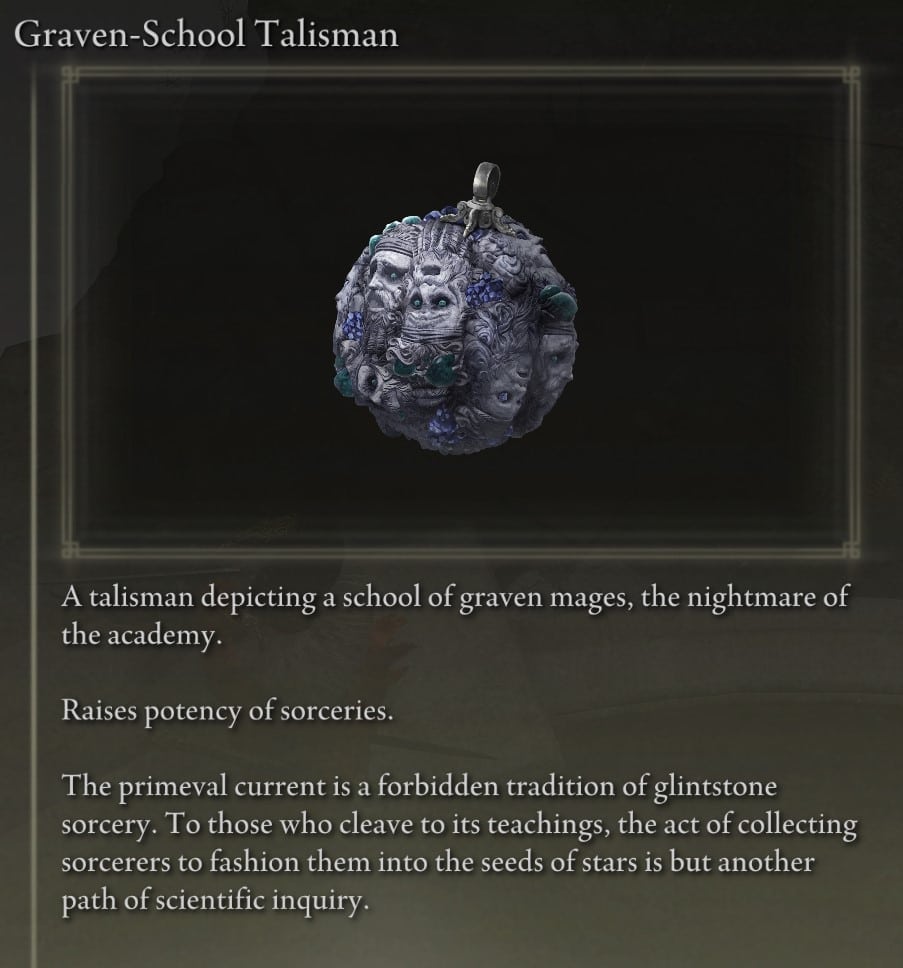 Talisman Locations at the Academy of Raya Lucaria - Graven-School Talisman description