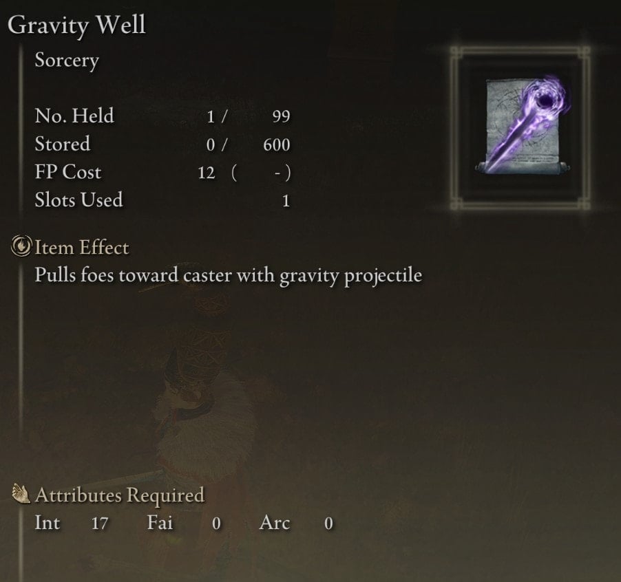 Spell and Incantation Locations at the Academy of Raya Lucaria - Gravity Well stats