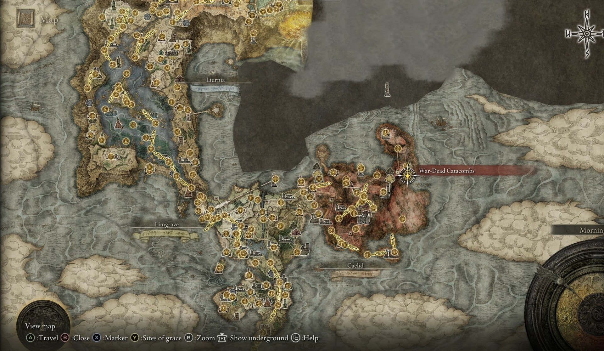 Putrid Tree Spirit boss location in Caelid
