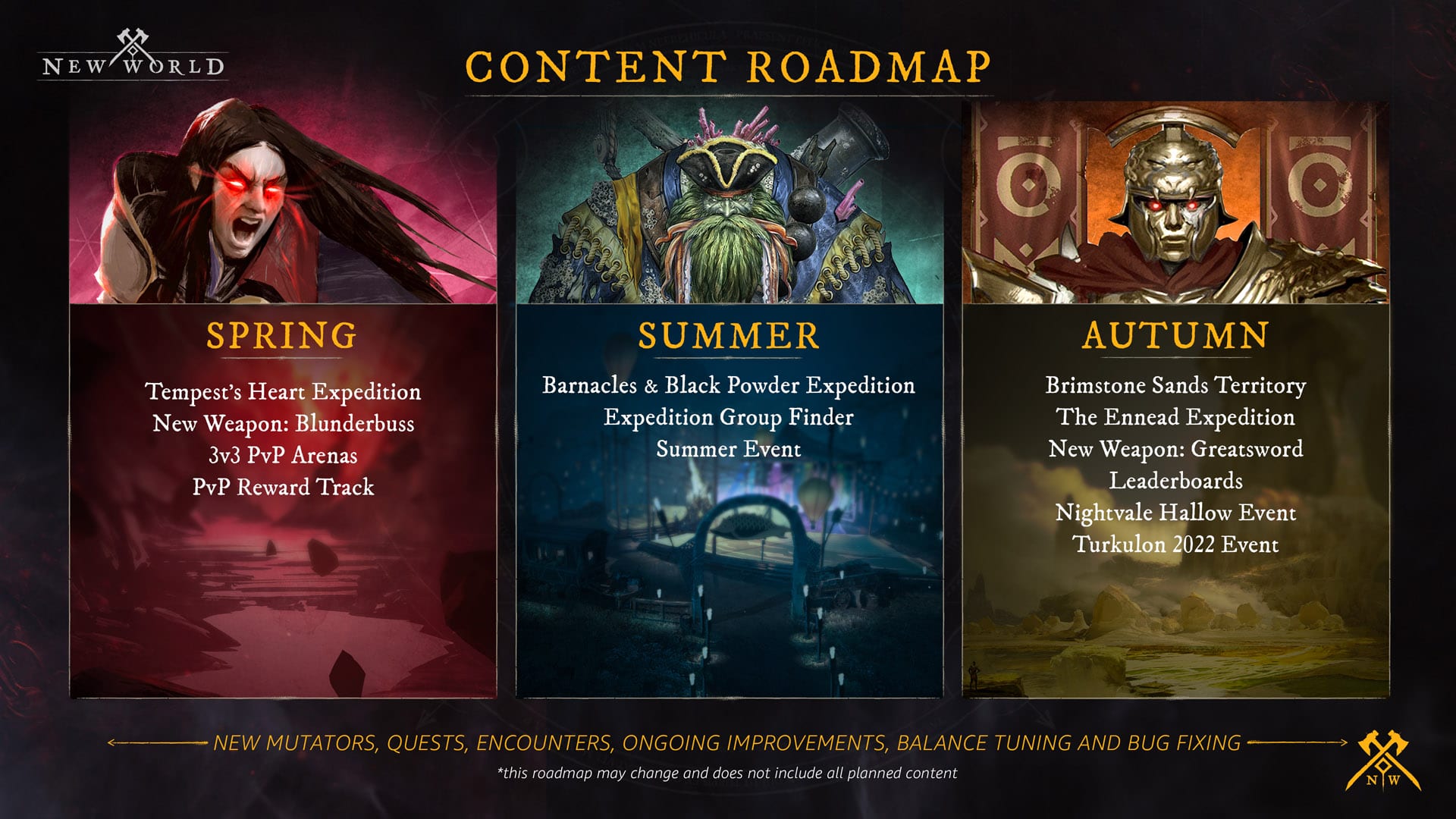 New World Roadmap for 2022 - Spring, Summer and Autumn new content release plans