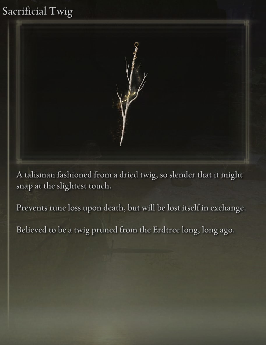 Talismans Castle Morne - Sacrificial Twig Talisman - Description
