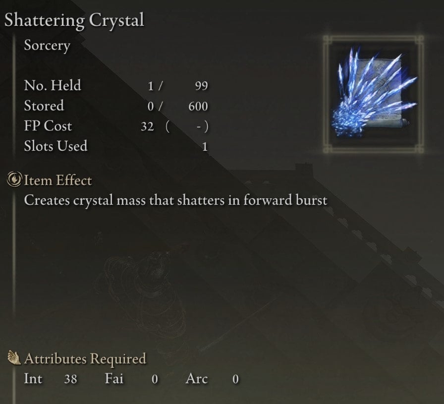 Spell and Incantation Locations at the Academy of Raya Lucaria - Shattering Crystal stats