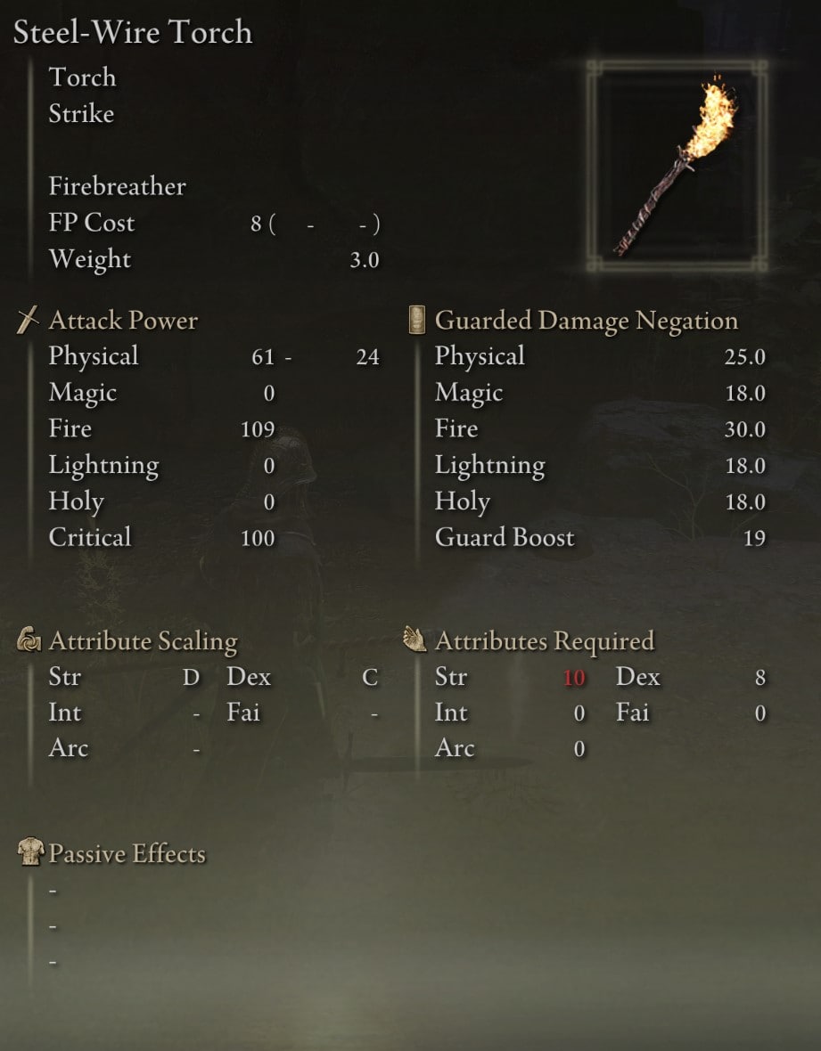 How to get steel-wire torch Elden Ring - Stats