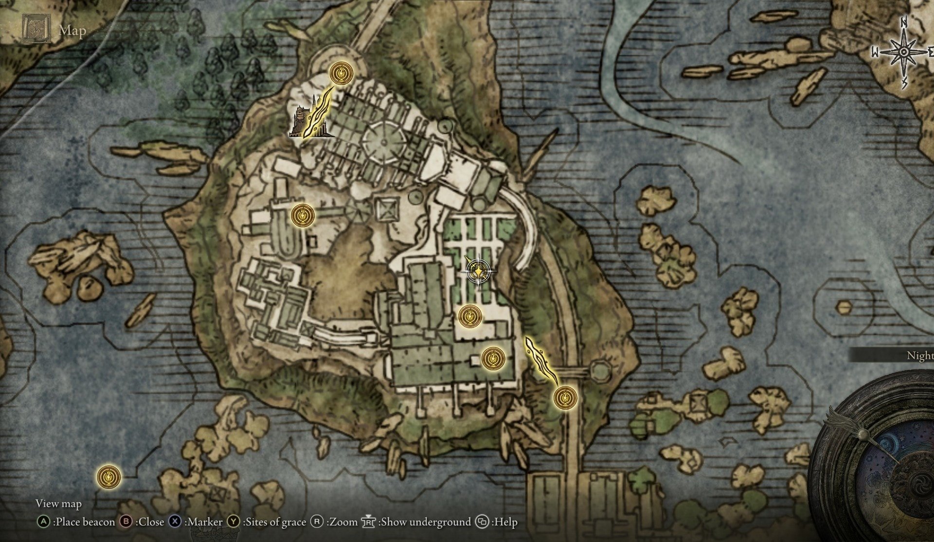 Items Locations at the Academy of Raya Lucaria - Stonesword Key map location 1