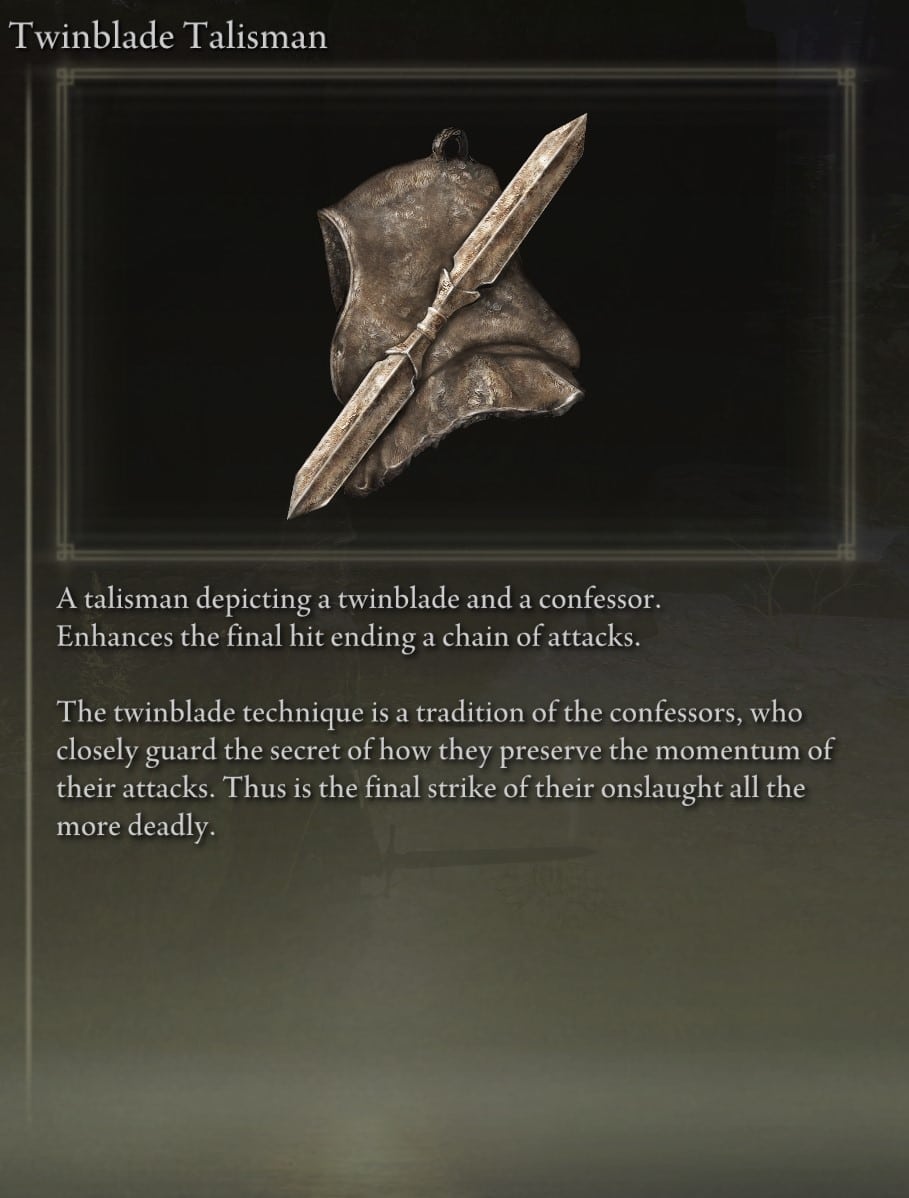 Talismans Castle Morne - Twin Blade Talisman - Description