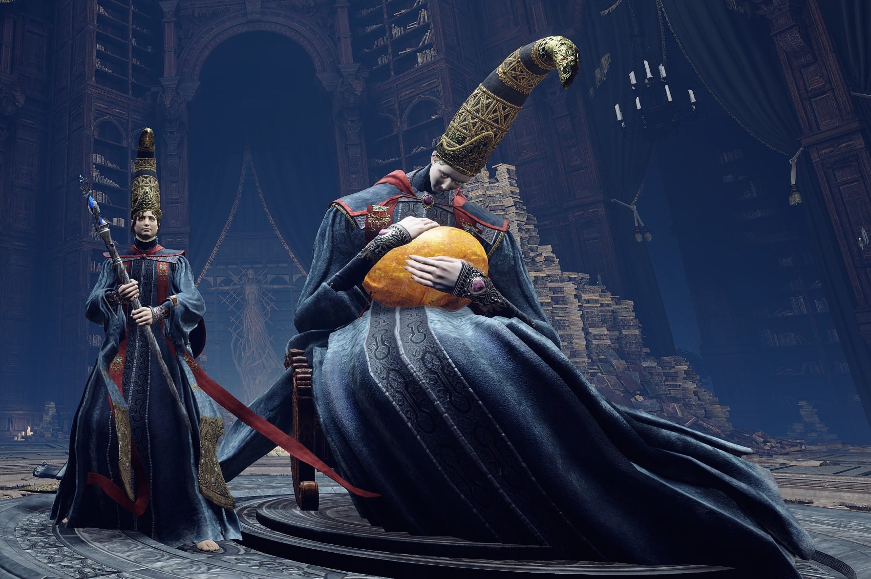 Rennala and the Tarnished at the Academy of Raya Lucaria