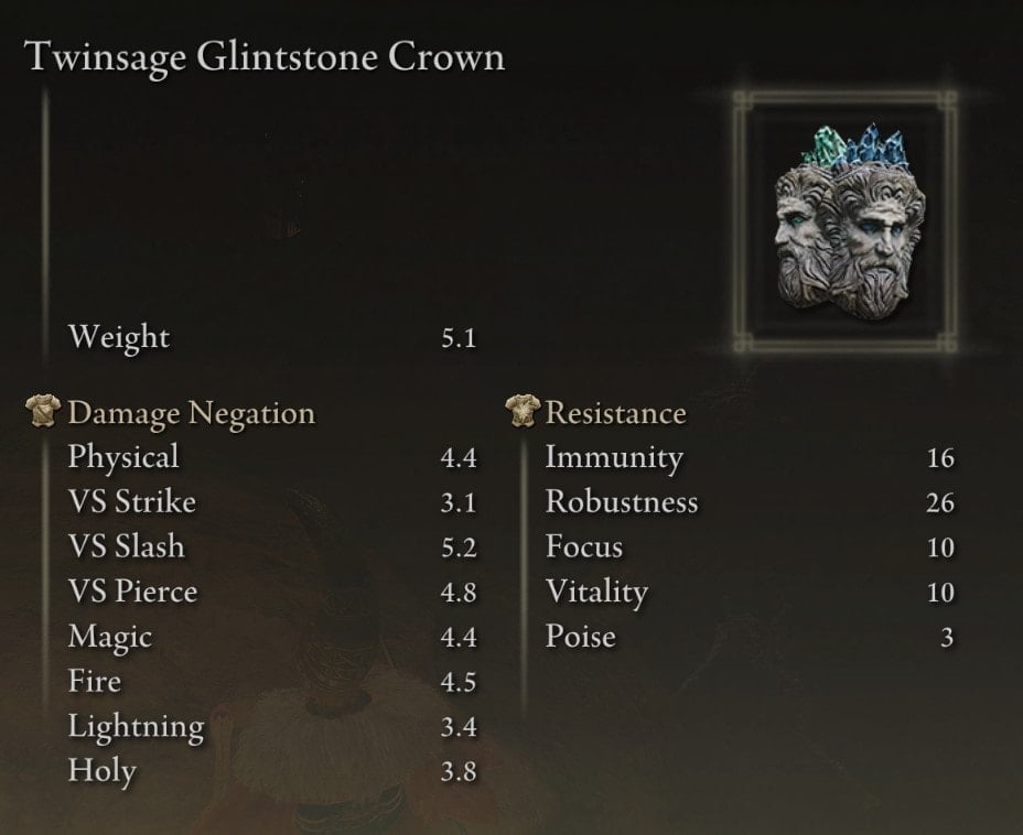 Armor Locations at the Academy of Raya Lucaria - Twinsage Glintstone Crown stats