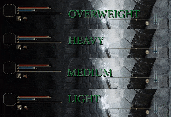 Stamina regeneration difference in Elden Ring based on equipment load 