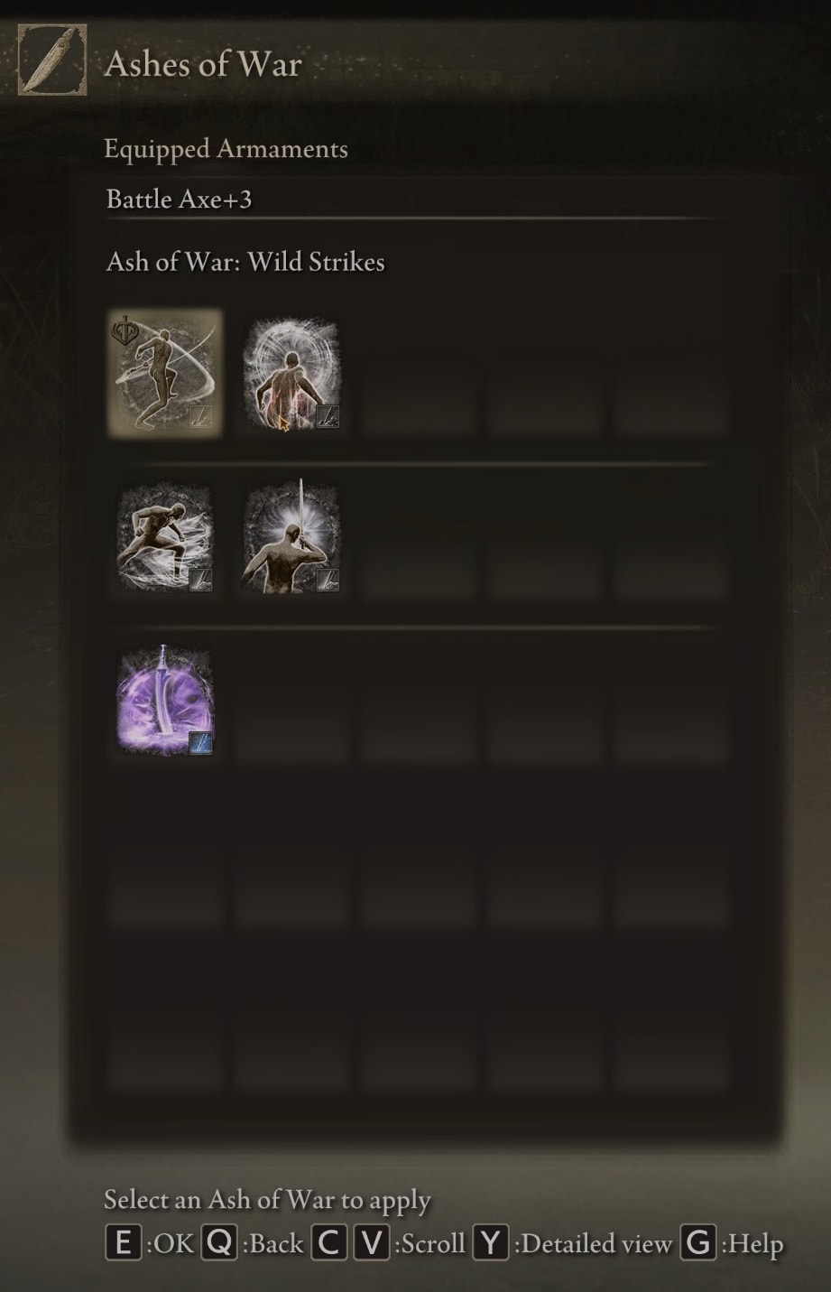 You can only apply certain Ashes of War to certain armaments