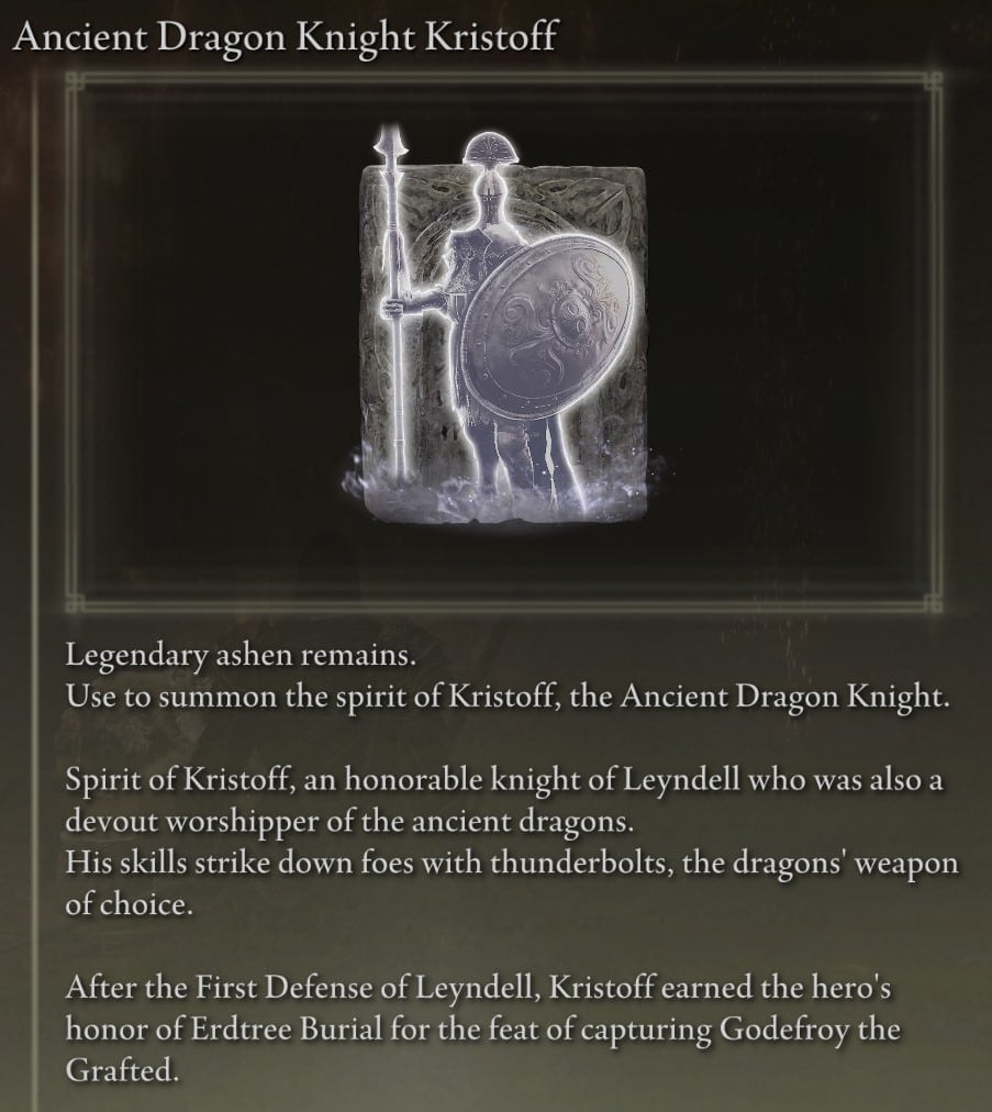 Ancient Dragon Knight Kristoff description